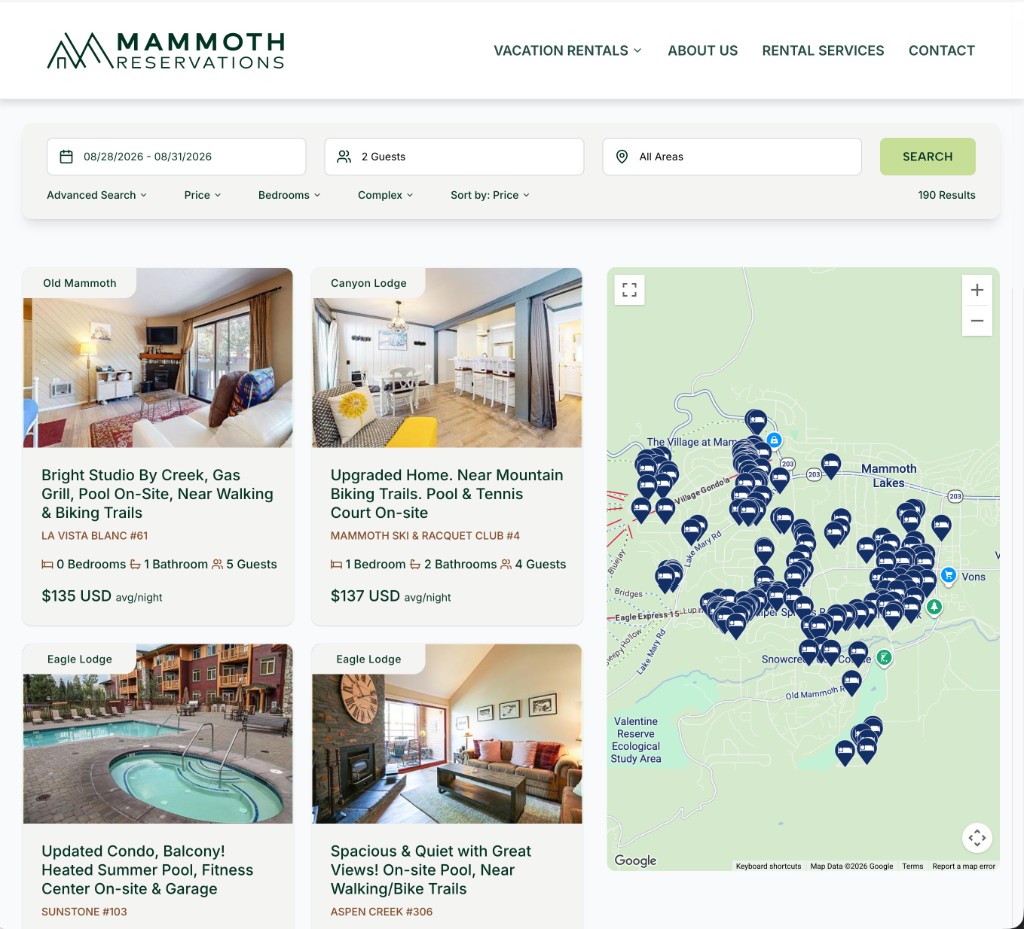 Mammoth Reservations booking platform