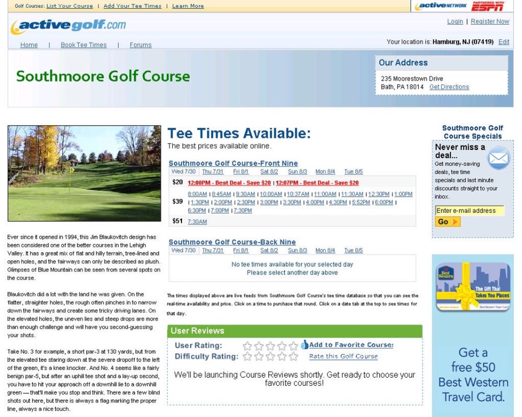 Tee-time marketplace platform