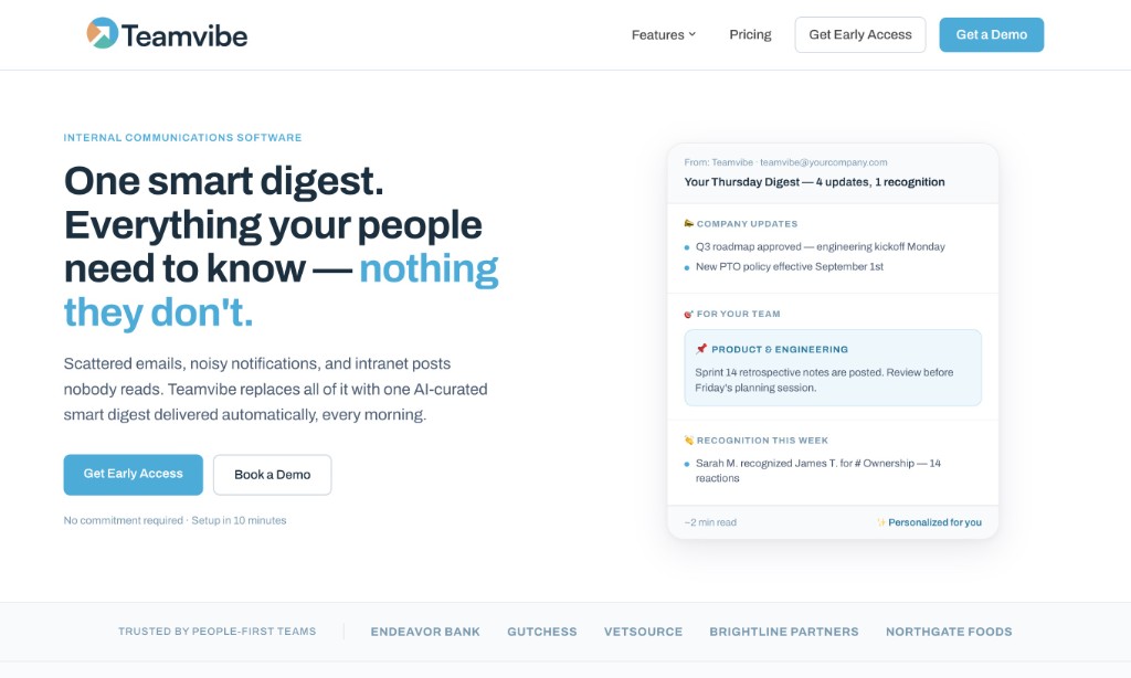 Teamvibe internal communications platform